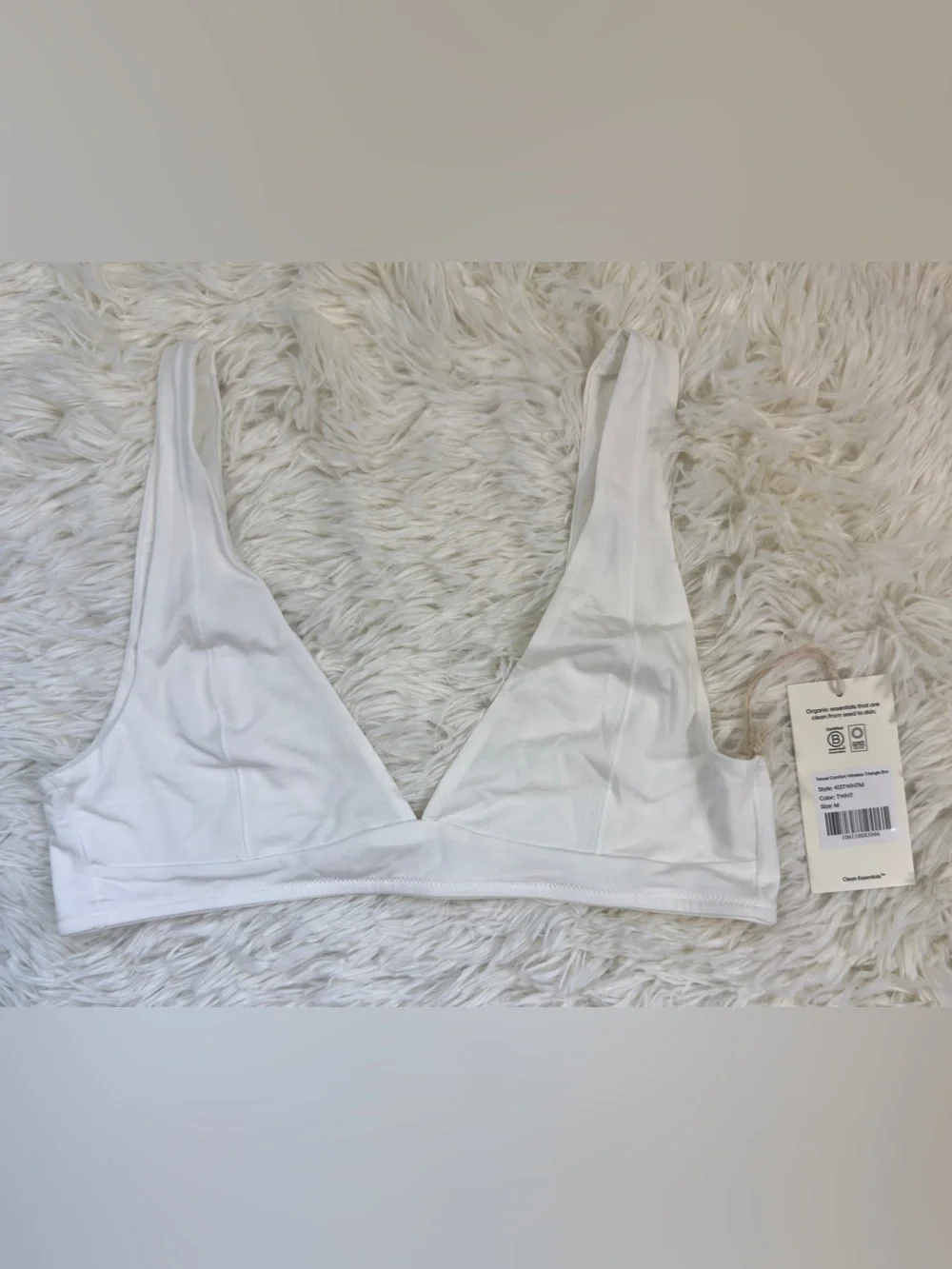 Mate The Label | Tencel Comfort Wireless Triangle Bra | White | Med
